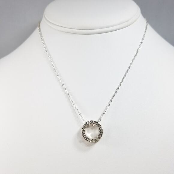 Crystal Rhinestone Reversible Pendant Necklace, 17 Inches - Picture 2 of 8